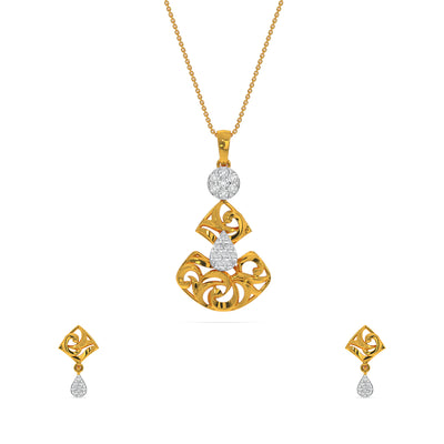 White Gold and Diamond Heart Jewelry Set | KLENOTA